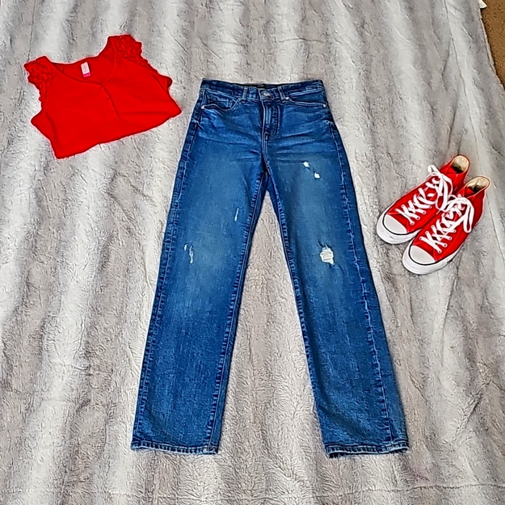 Express Brand Modern Straight Super High Rise Jeans Size 2 Regular - Like New